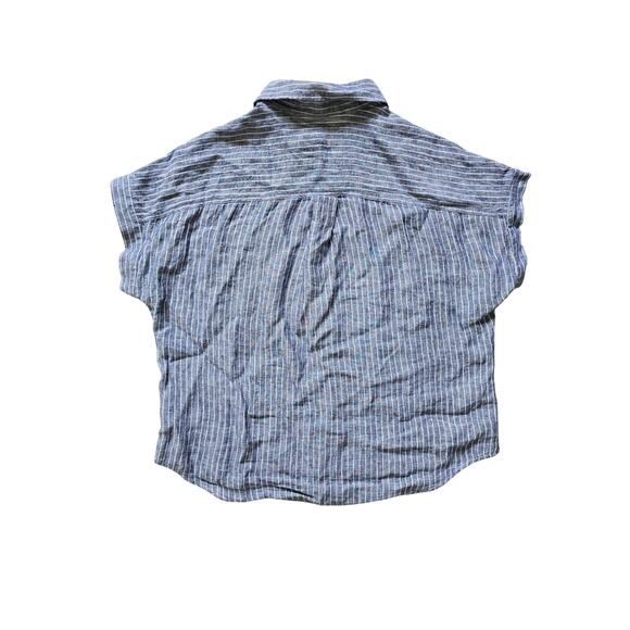 Quince 100% European Linen Camp Shirt in Chambray Stripe Size Large - Picture 2 of 4